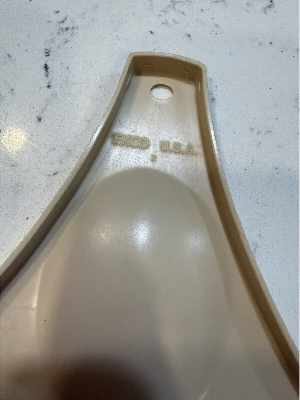Ekco Vintage Spoon Utensil Rest- Cream Bisque Almond- Triple Spot - Made In USA